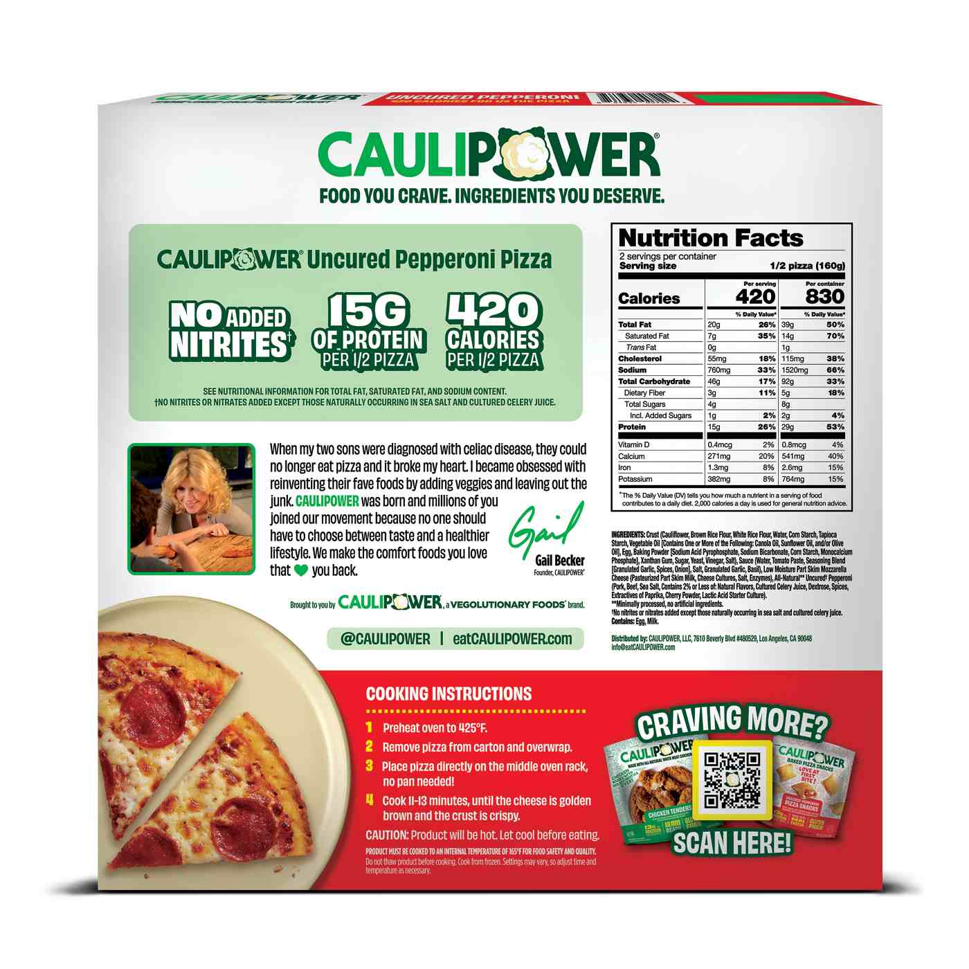 Caulipower Uncured Pepperoni Cauliflower Crust Gluten Free Frozen Pizza; image 3 of 3