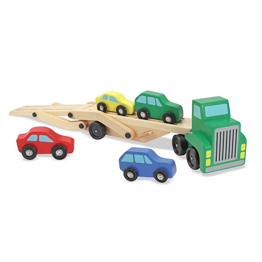 melissa and doug wooden truck car carrier