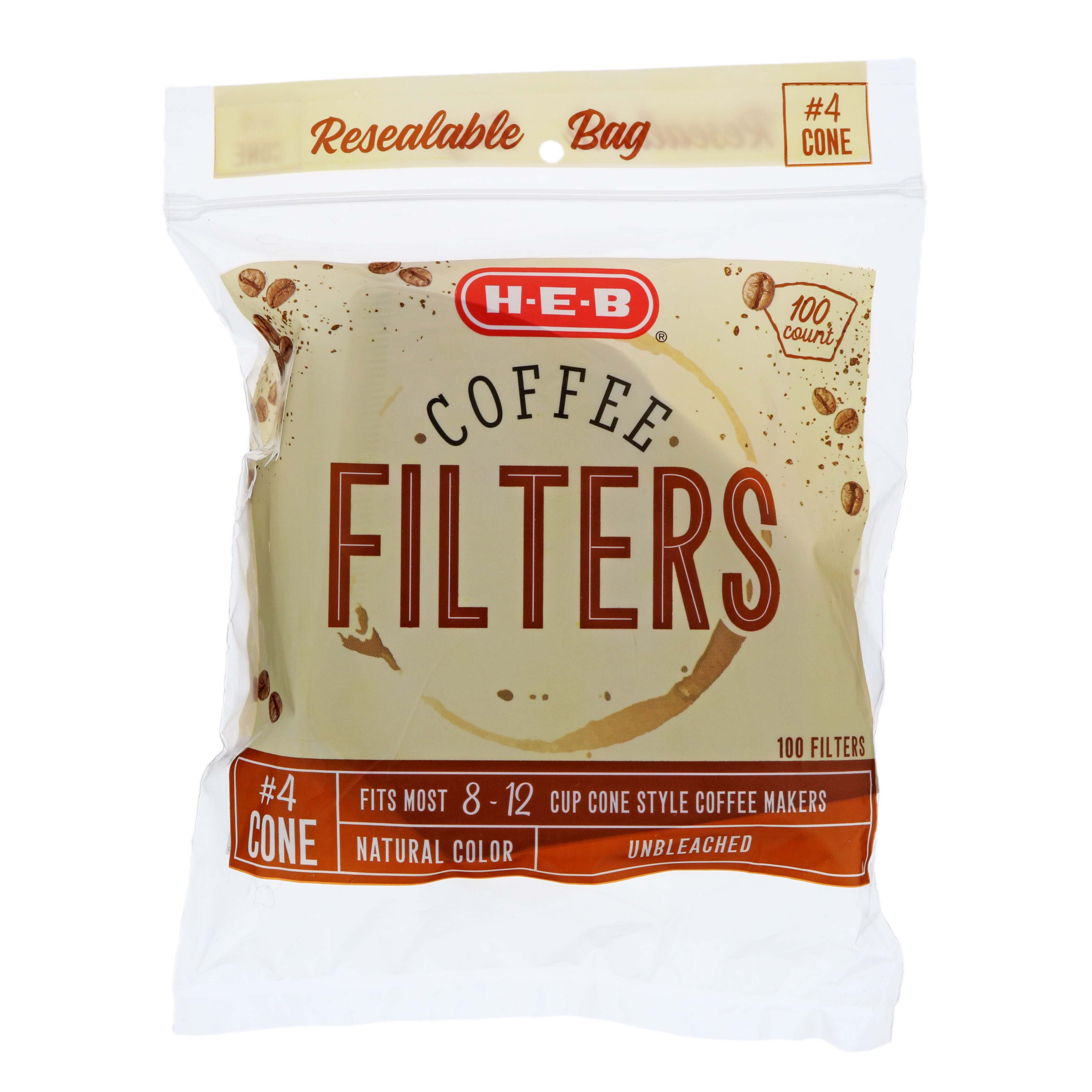 HEB No. 4 Cone Coffee Filters Natural Color Shop Coffee Filters
