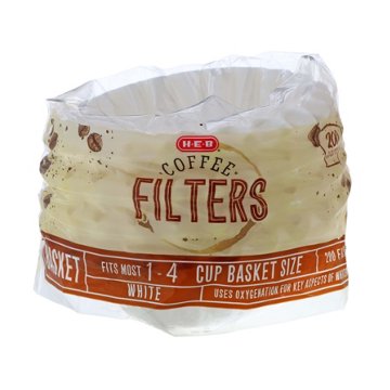 H-E-B Basket Coffee Filter White, 200 ct