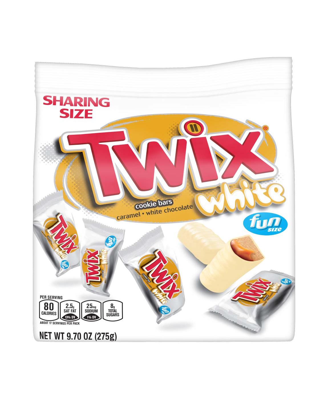 Twix Caramel White Chocolate Fun Size Cookie Bar Candy Bag; image 1 of 7