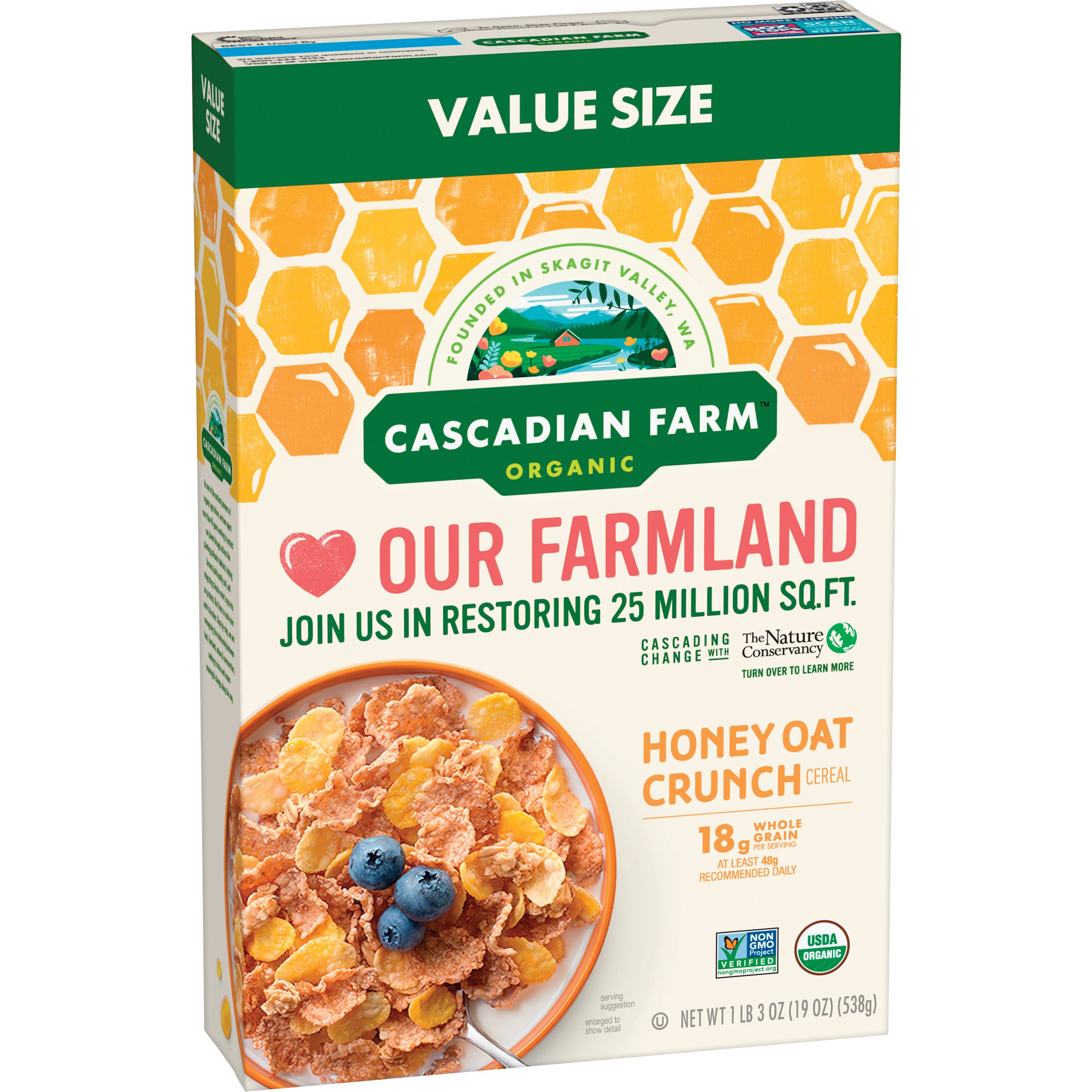 Cascadian Farm Organic Honey Oat Crunch Cereal Value Size Shop Cereal Breakfast At H E B