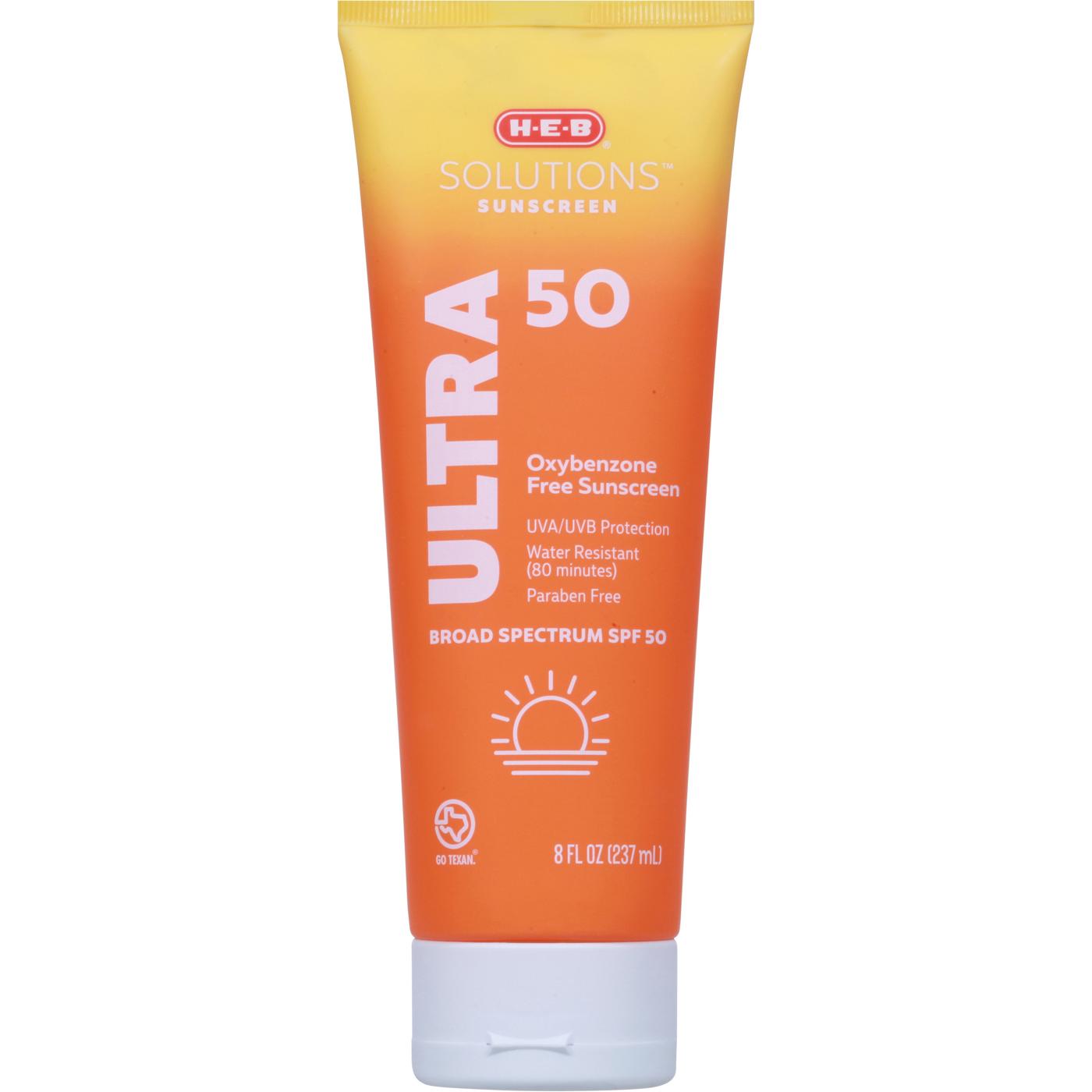 H-E-B Ultra Oxybenzone Free Sunscreen Lotion – SPF 50; image 1 of 4