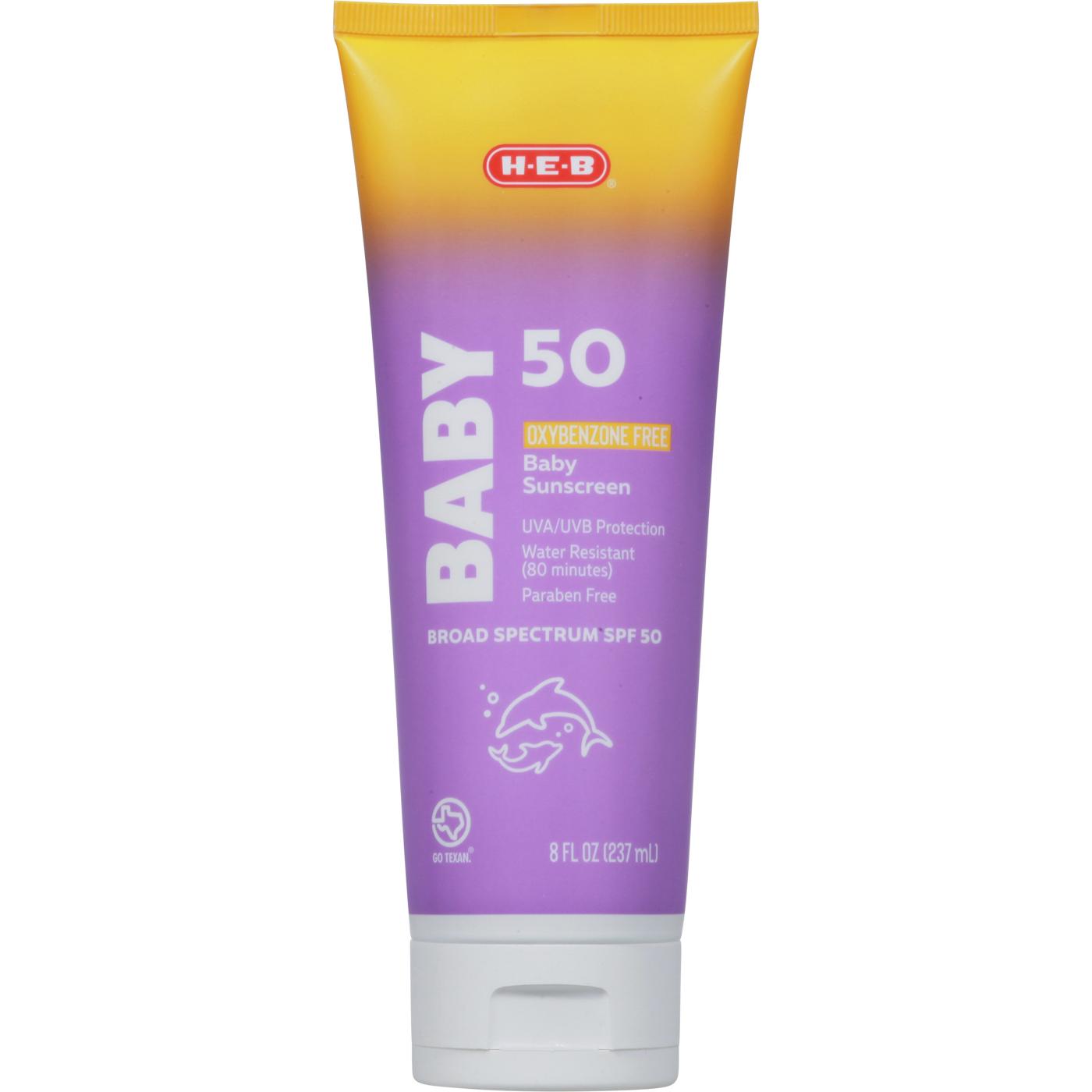 H-E-B Baby Oxybenzone Free Sunscreen Lotion – SPF 50; image 1 of 5