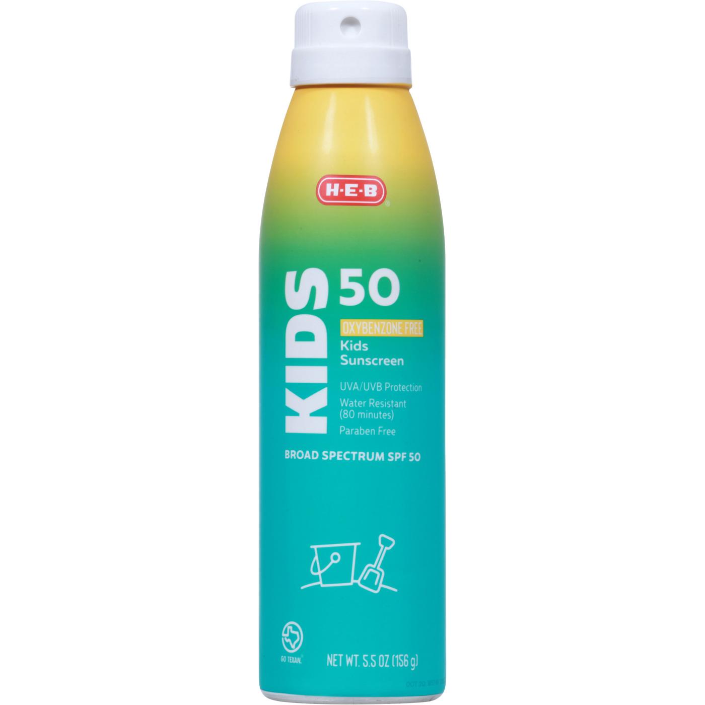 H-E-B Kids Oxybenzone Free Sunscreen Spray – SPF 50; image 1 of 5