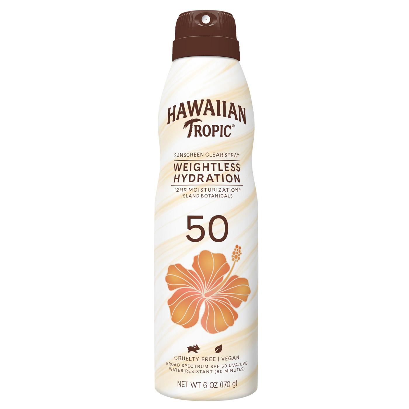 Hawaiian Tropic Weightless Hydration Clear Sunscreen Spray - SPF 50; image 1 of 8
