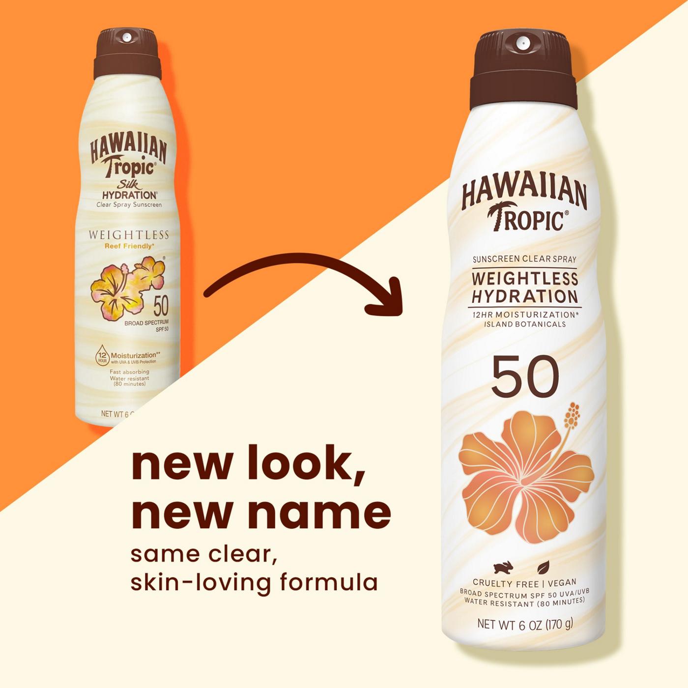 Hawaiian Tropic Weightless Hydration Clear Sunscreen Spray - SPF 50; image 2 of 8