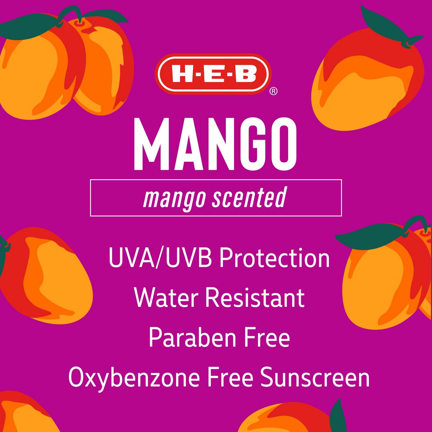 H-E-B Oxybenzone Free Mango Sunscreen Spray – SPF 50; image 4 of 4