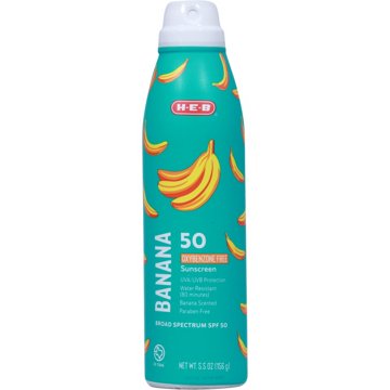 H-E-B Oxybenzone Free Banana Sunscreen Spray – SPF 50, 5.5 oz