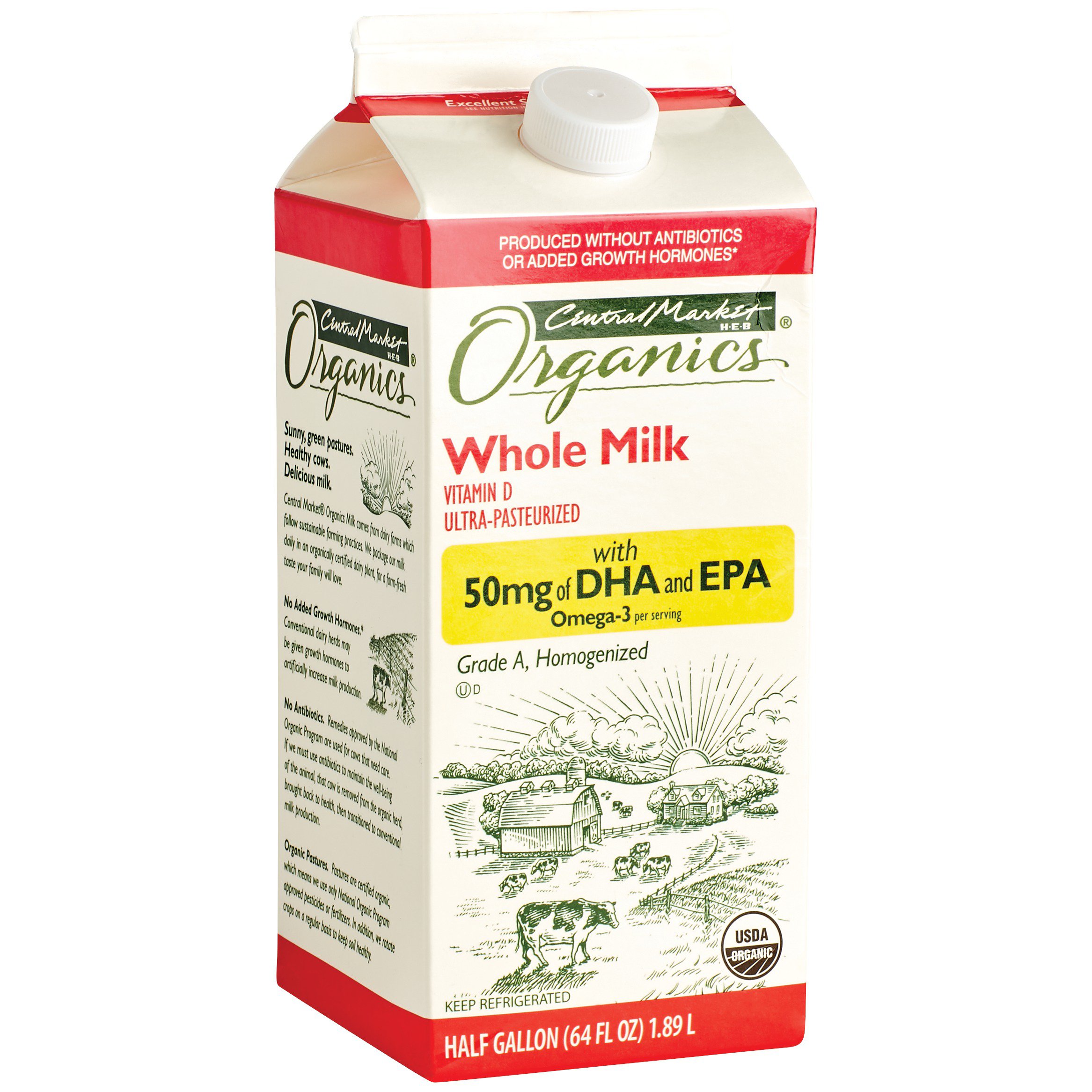 Central Market Organic Grass-Fed Whole Milk - Shop Milk at H-E-B