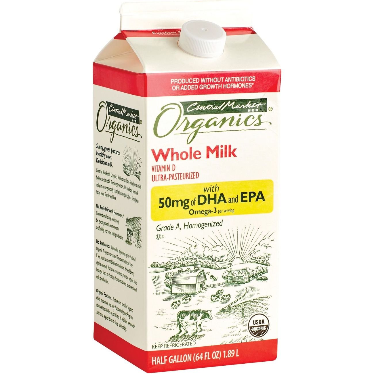 Central Market Organic Whole Milk with DHA - Shop Milk at H-E-B