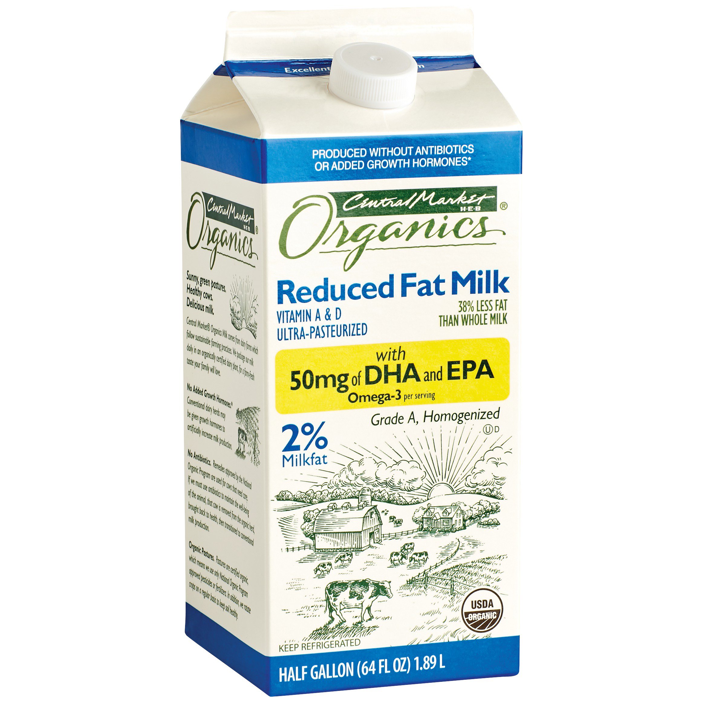 Central Market Organics 2% Reduced Fat Milk With DHA - Shop Milk At H-E-B