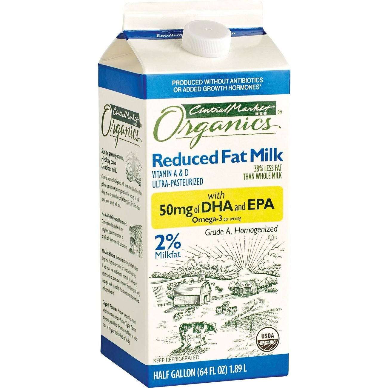 Central Market Organics 2% Reduced Fat Milk with DHA - Shop Milk at H-E-B