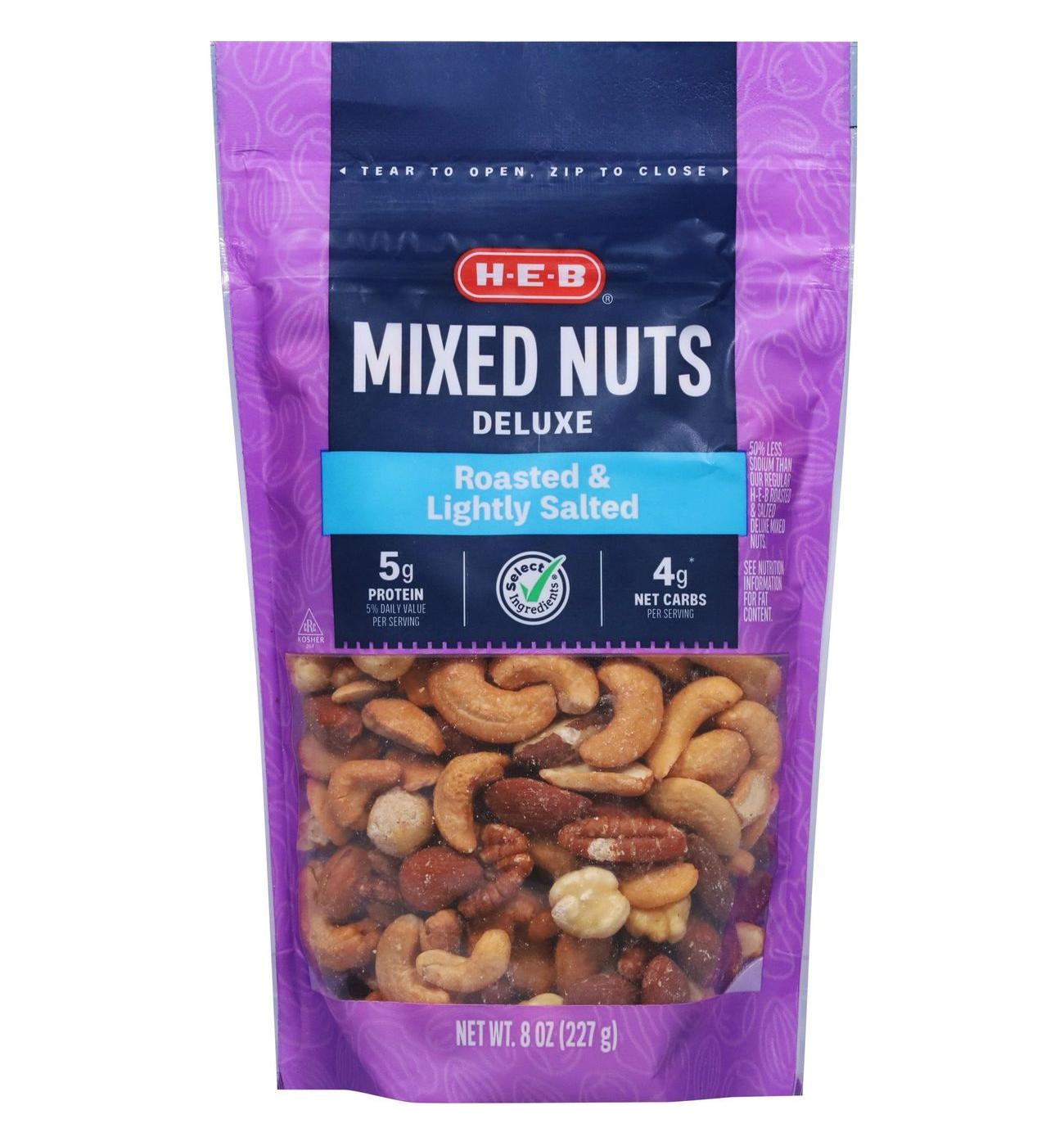 H-E-B Deluxe Lightly Salted Roasted Mixed Nuts; image 1 of 5