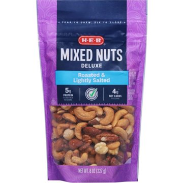 H-E-B Deluxe Lightly Salted Roasted Mixed Nuts, 8 oz