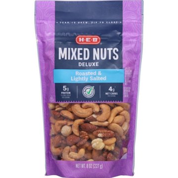 H-E-B Deluxe Lightly Salted Roasted Mixed Nuts, 8 oz