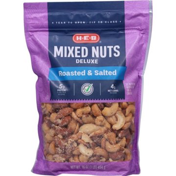 H-E-B Deluxe Salted Roasted Mixed Nuts, 16 oz