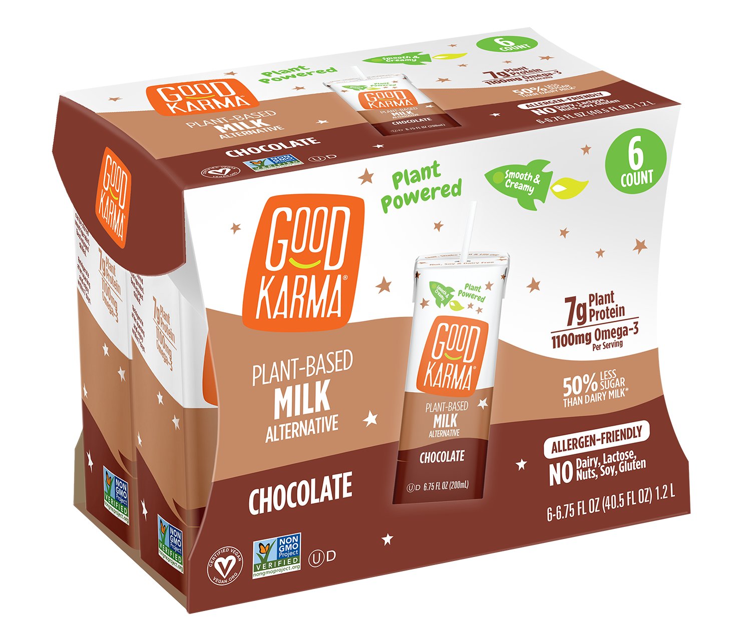 Good Karma Chocolate Flaxmilk Plus Protein 6.75 oz Bottles Shop Milk