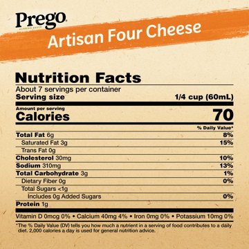 Prego Artisan Four Cheese Alfredo Pasta Sauce, 14.5 oz