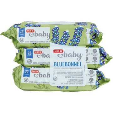 H-E-B Baby Wipes - Bluebonnet Scented, 3 pk, 216 ct