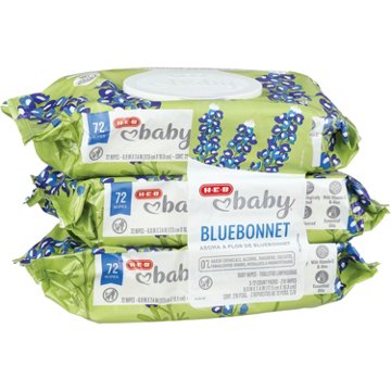H-E-B Baby Wipes - Bluebonnet Scented, 3 pk, 216 ct