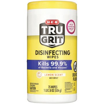 H-E-B Tru Grit Disinfecting Wipes - Lemon Scent, 75 ct