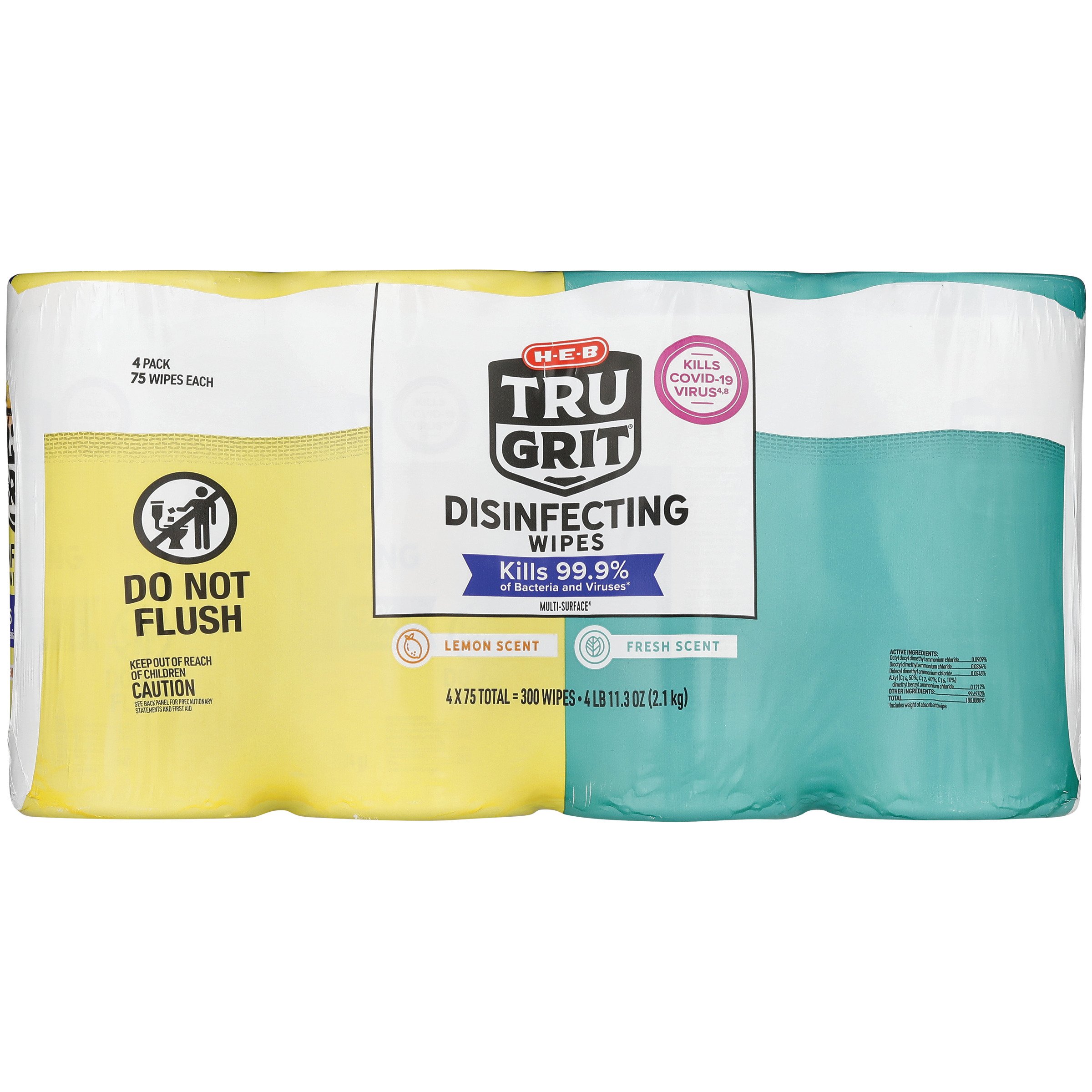 H-E-B Tru Grit Disinfecting Wipes, Large Combo Pack, 300 ct