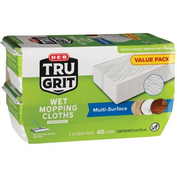 H-E-B Tru Grit Wet Mopping Cloths, Value Pack, 60 ct