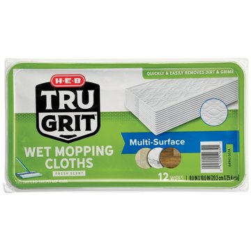 H-E-B Tru Grit Wet Mop Cloths, 12 ct