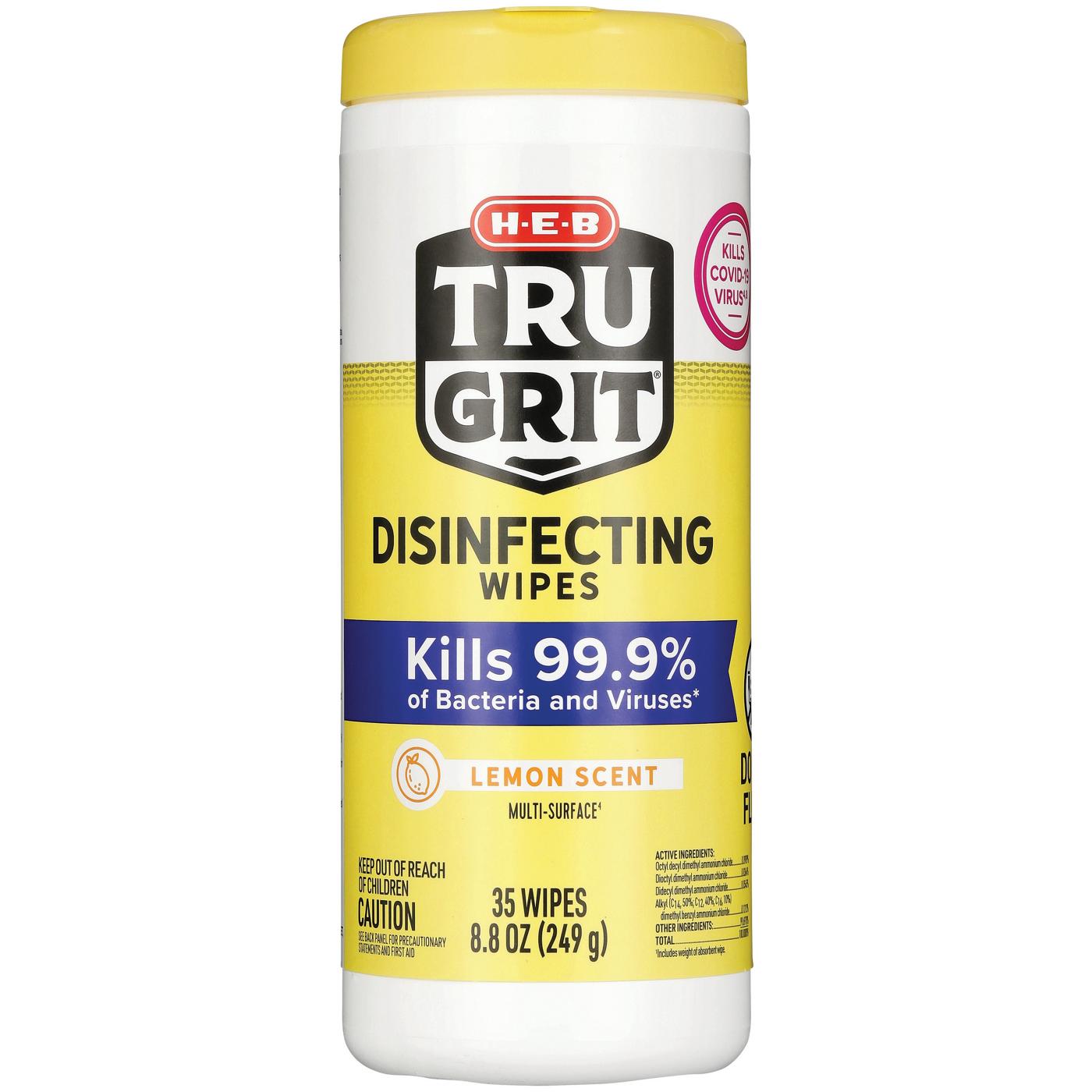 H-E-B Tru Grit Disinfecting Wipes - Lemon Scent; image 1 of 2