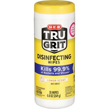 H-E-B Tru Grit Disinfecting Wipes - Lemon Scent, 35 ct