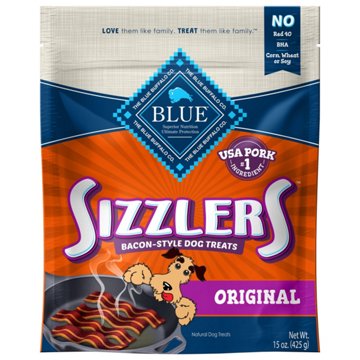 Blue Buffalo Sizzlers Original Bacon-Style Dog Treats, 15 oz