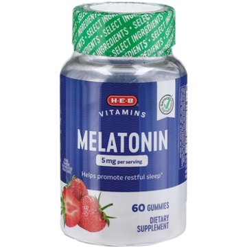 H-E-B Vitamins Melatonin 5 mg Gummies - Strawberry, 60 ct