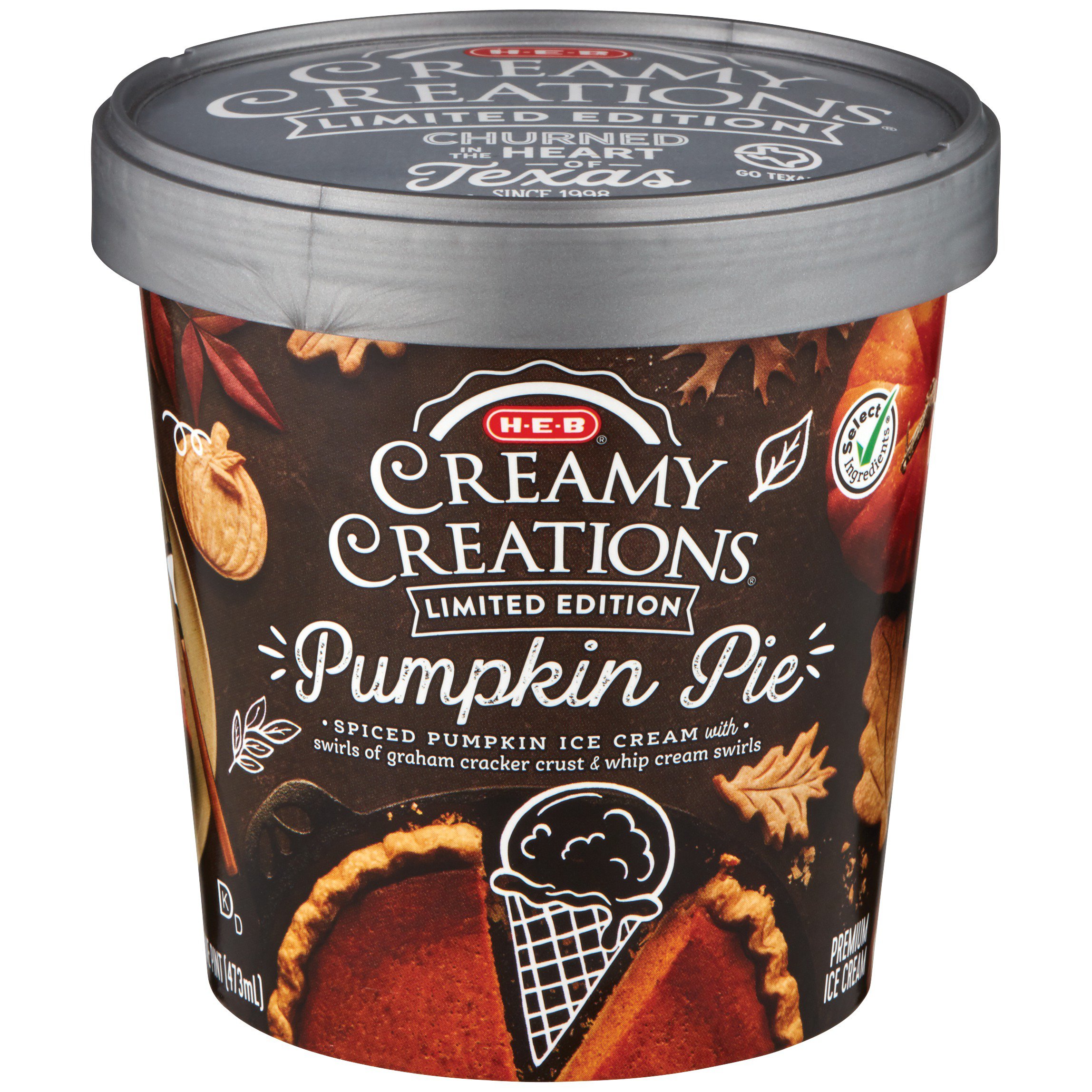 H E B Select Ingredients Creamy Creations Pumpkin Pie Limited Edition Ice Cream Shop Ice Cream At H E B