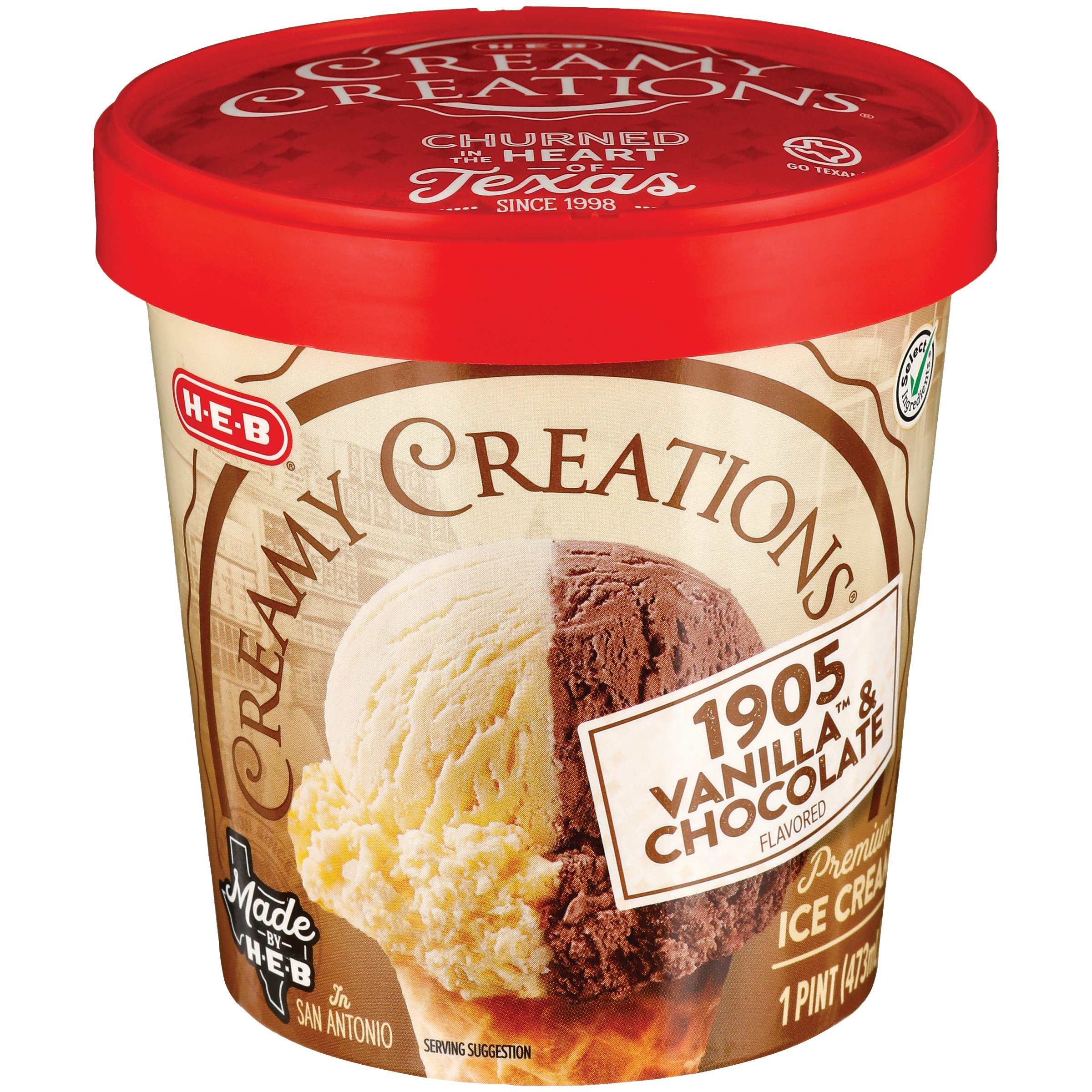 H-E-B Creamy Creations 1905 Vanilla & Chocolate Ice Cream - Shop Ice ...