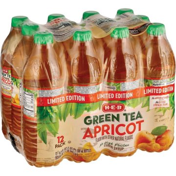 H-E-B Apricot Green Tea 12 pk Bottles