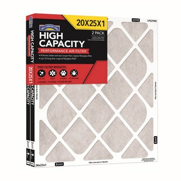 Hill Country Fare High Capacity Performance Air Filters, 20 x 25 x 1 in, 2 pk