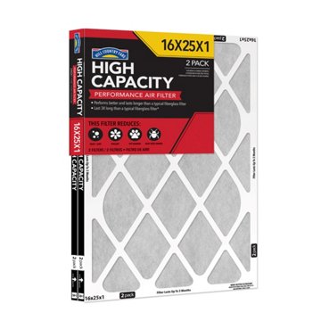 Hill Country Fare High Capacity Performance Air Filters, 16 x 25 x 1 in, 2 pk