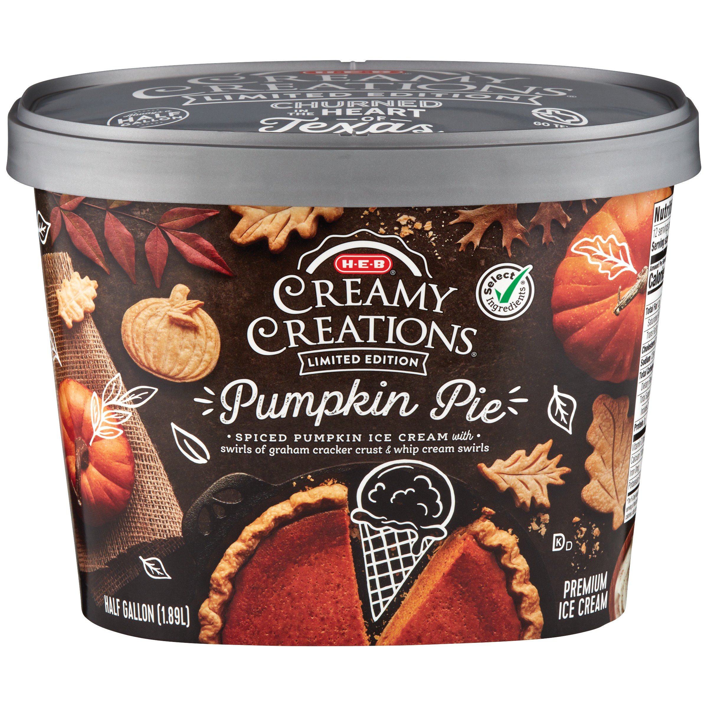 H E B Select Ingredients Creamy Creations Pumpkin Pie Limited Edition Ice Cream Shop Ice Cream At H E B