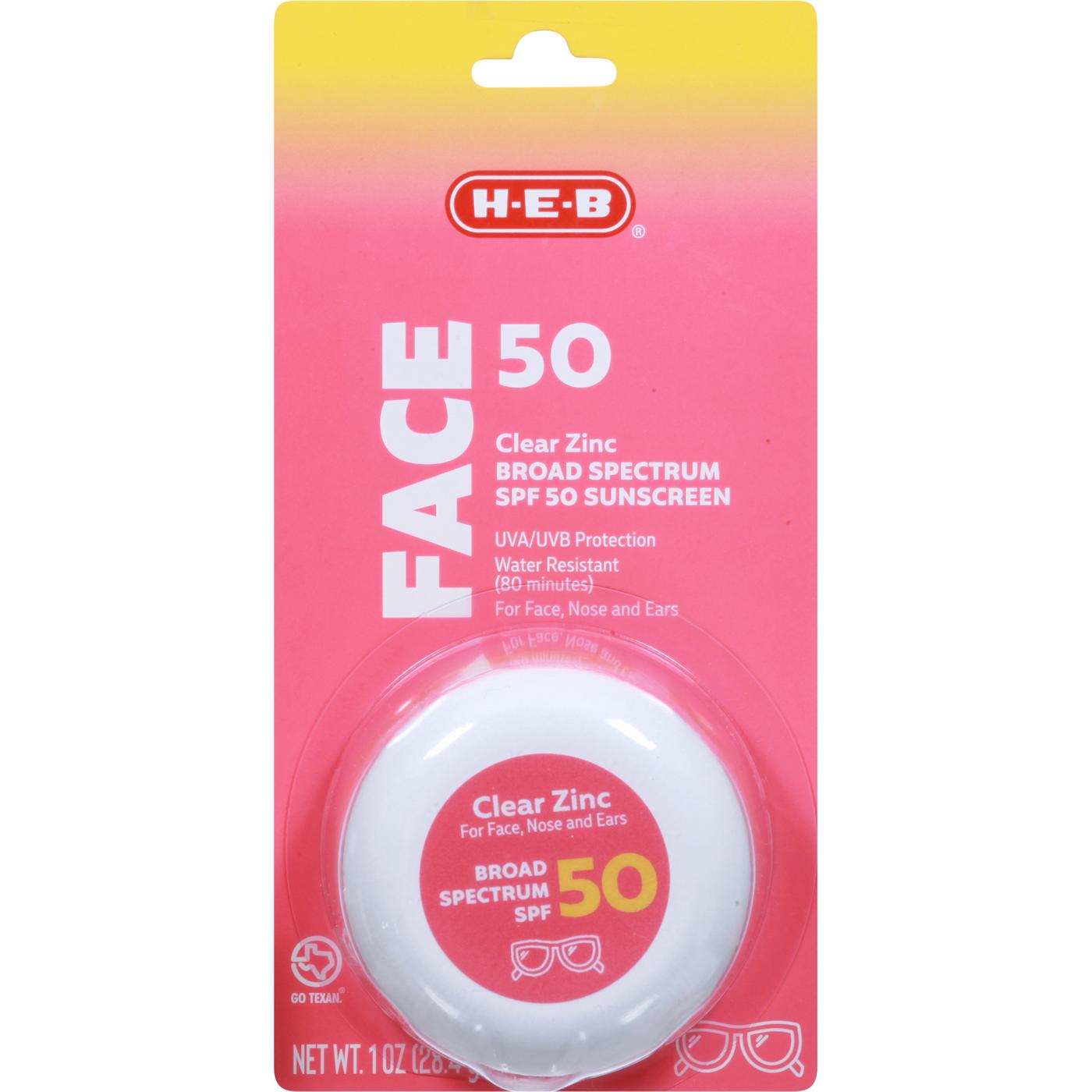 H-E-B Broad Spectrum Face Sunscreen – SPF 50; image 1 of 3
