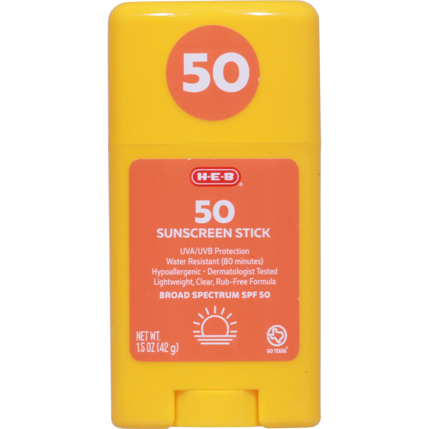 H-E-B Coconut Pineapple Broad Spectrum Sunscreen Stick – SPF 50; image 1 of 2