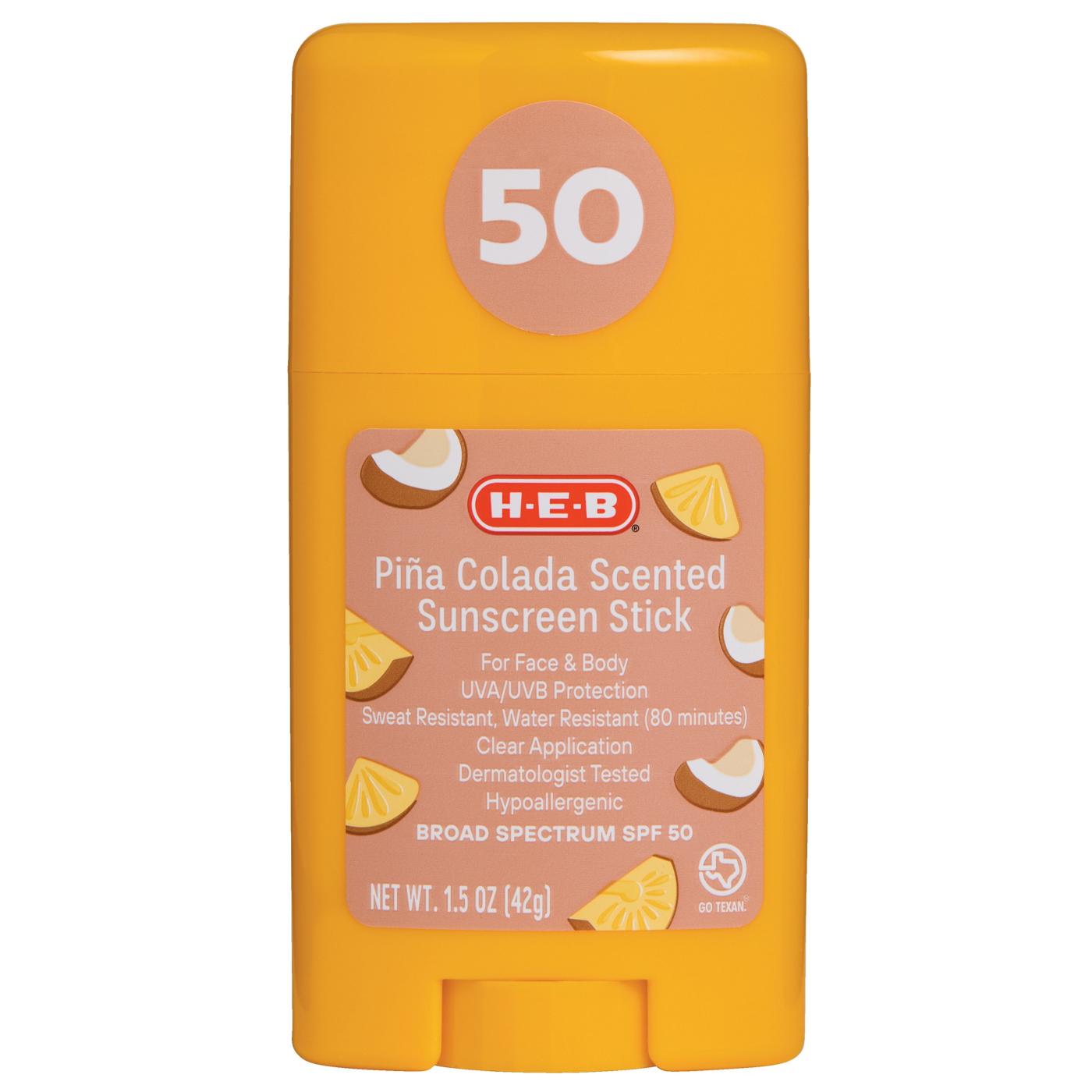 H-E-B Pina Colada Broad Spectrum Sunscreen Stick – SPF 50; image 1 of 2