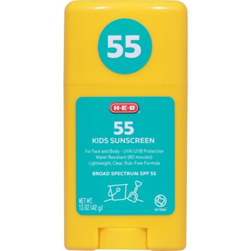 H-E-B SPF 55 Kids Unscented Broad Spectrum Sunscreen Stick, 1.5 oz