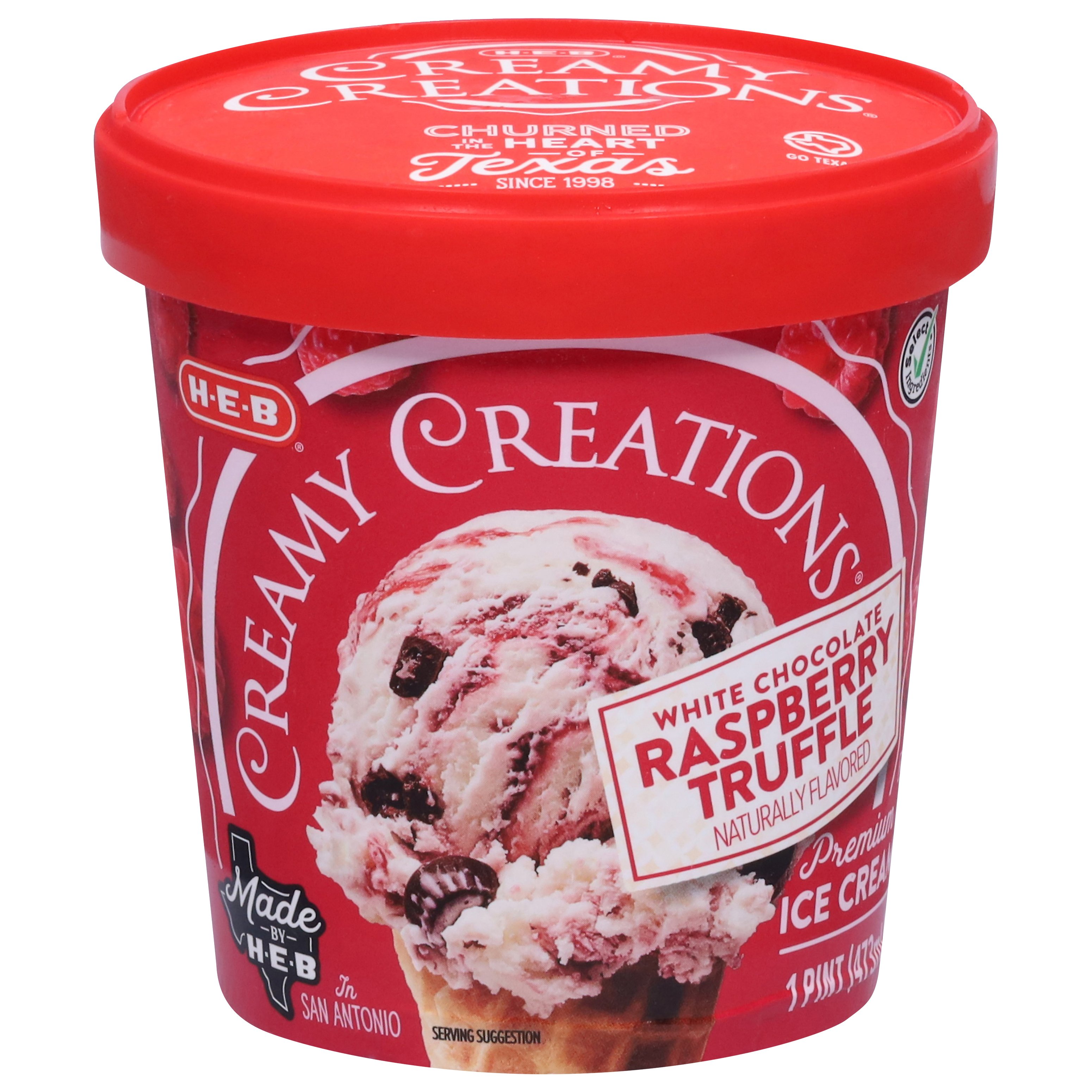 H-E-B Creamy Creations White Chocolate Raspberry Truffle Ice Cream ...