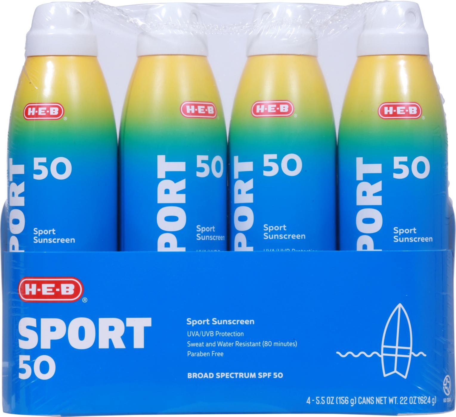 H-E-B Sport Broad Spectrum Sunscreen Spray – SPF 50; image 1 of 5