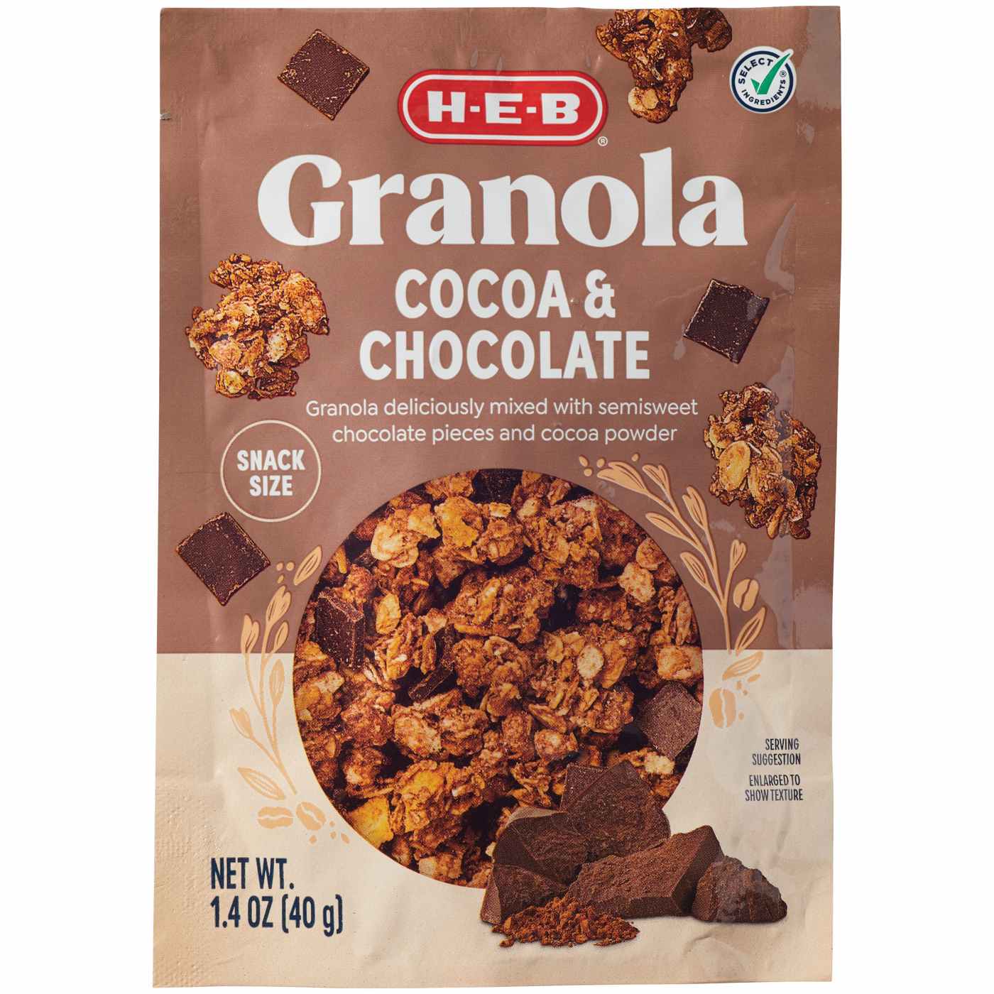 H-E-B Cocoa & Chocolate Granola - Snack Size; image 1 of 2