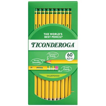 Ticonderoga Pre-Sharpened No.2 Classic Wood Pencils, 60 pk