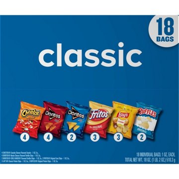 Frito Lay Classic Mix Chips Multipack 1 oz Bags, 18 ct