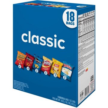 Frito Lay Classic Mix Chips Multipack 1 oz Bags, 18 ct