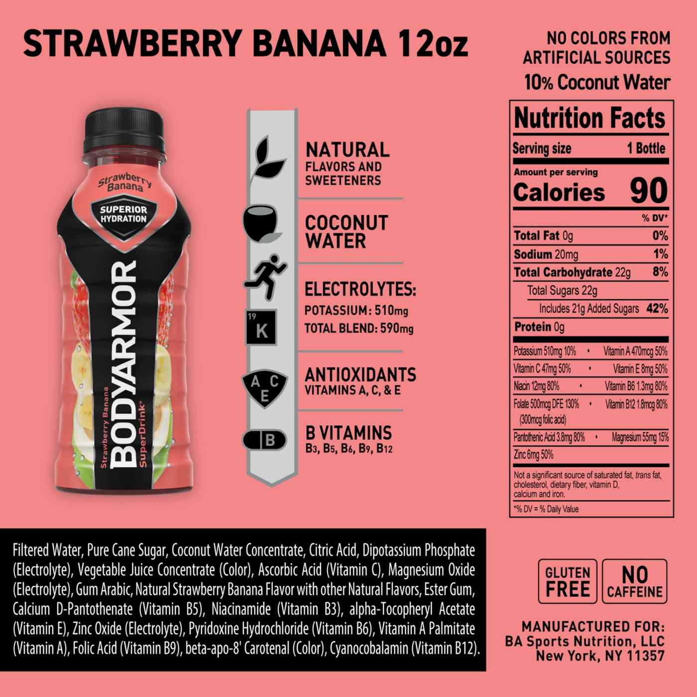 BODYARMOR Sports Drink 8 pk Bottles - Strawberry Banana; image 3 of 6
